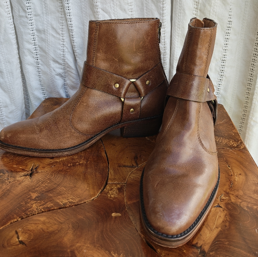 Women's Leather Straight To Hell 'Libertine' Western Ankle Boots Sz 8
